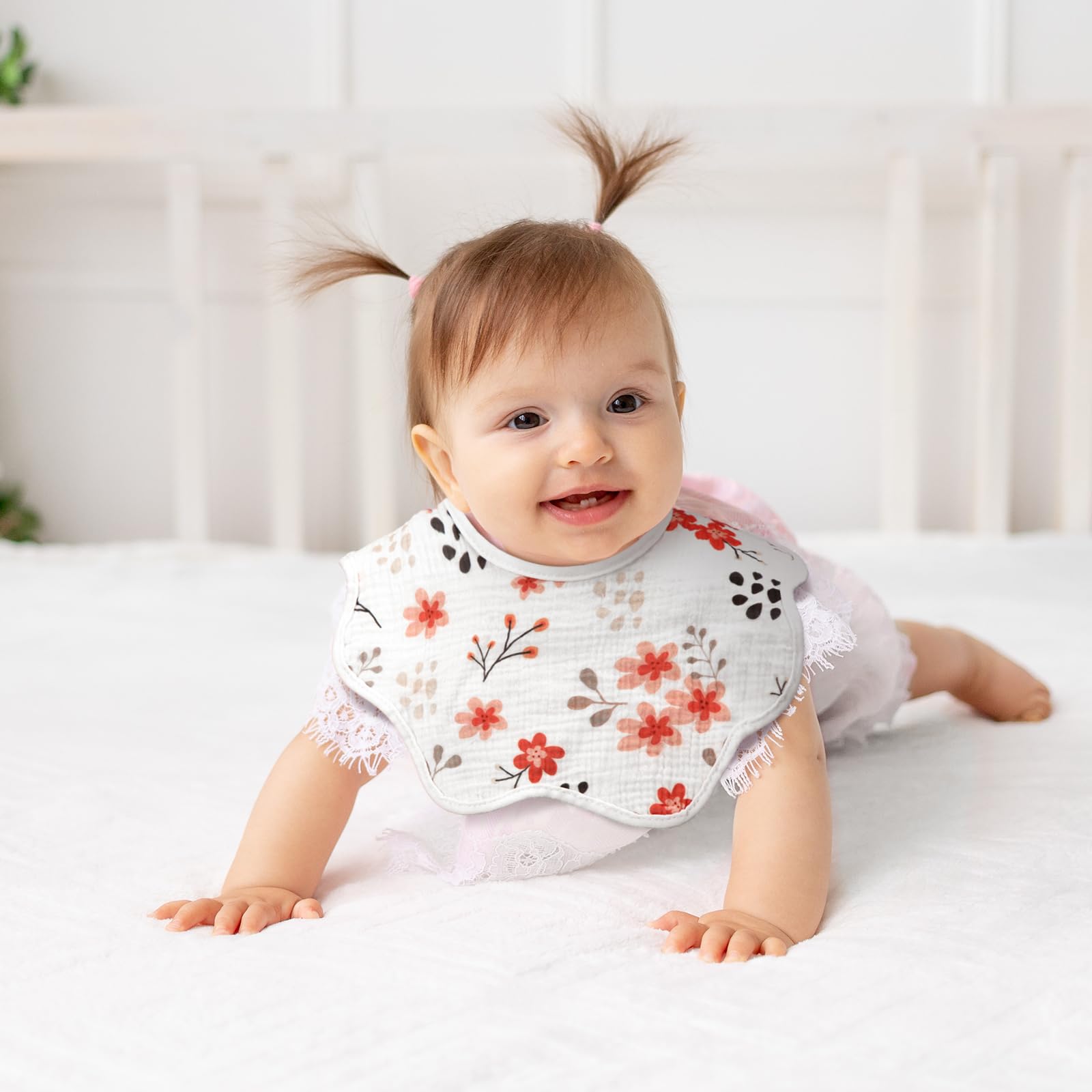 Yearntown machine washable bibs for easy cleaning and reuse.