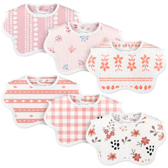 Yearntown baby muslin bibs pack with daisy design offering soft, absorbent drool protection.