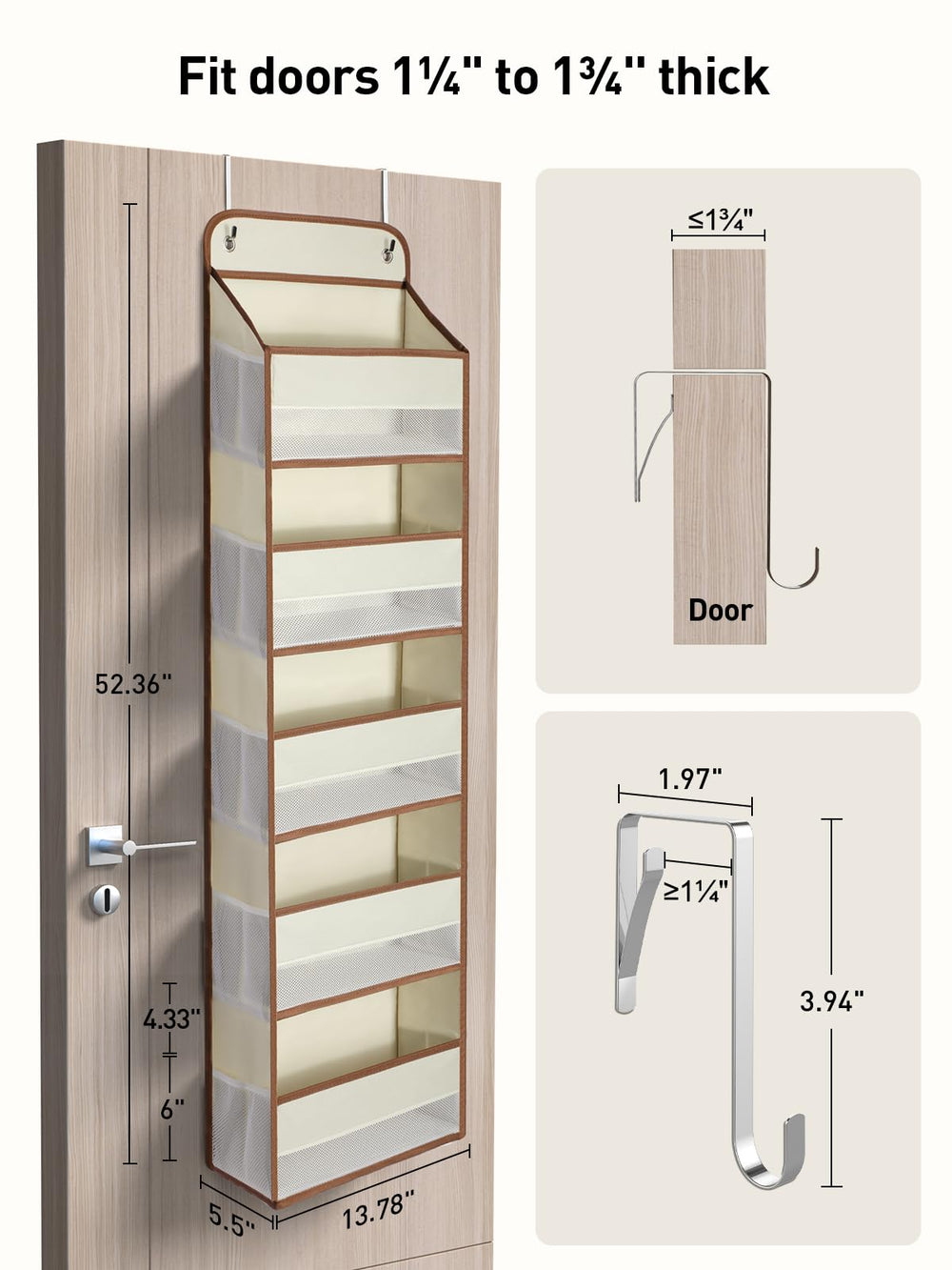 Yecaye 44 lb load capacity for sturdy on-door storage