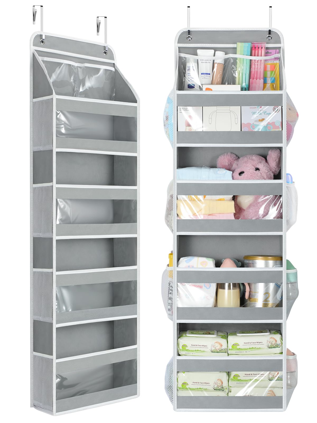 Yecaye 5-tier door organizer front view showing spacious compartments and access.