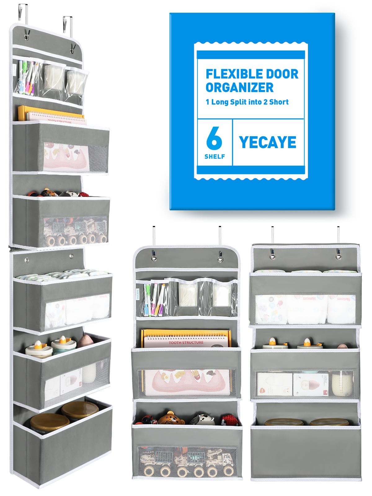 Yecaye 6-Tier over-the-door full-length organizer for nursery storage