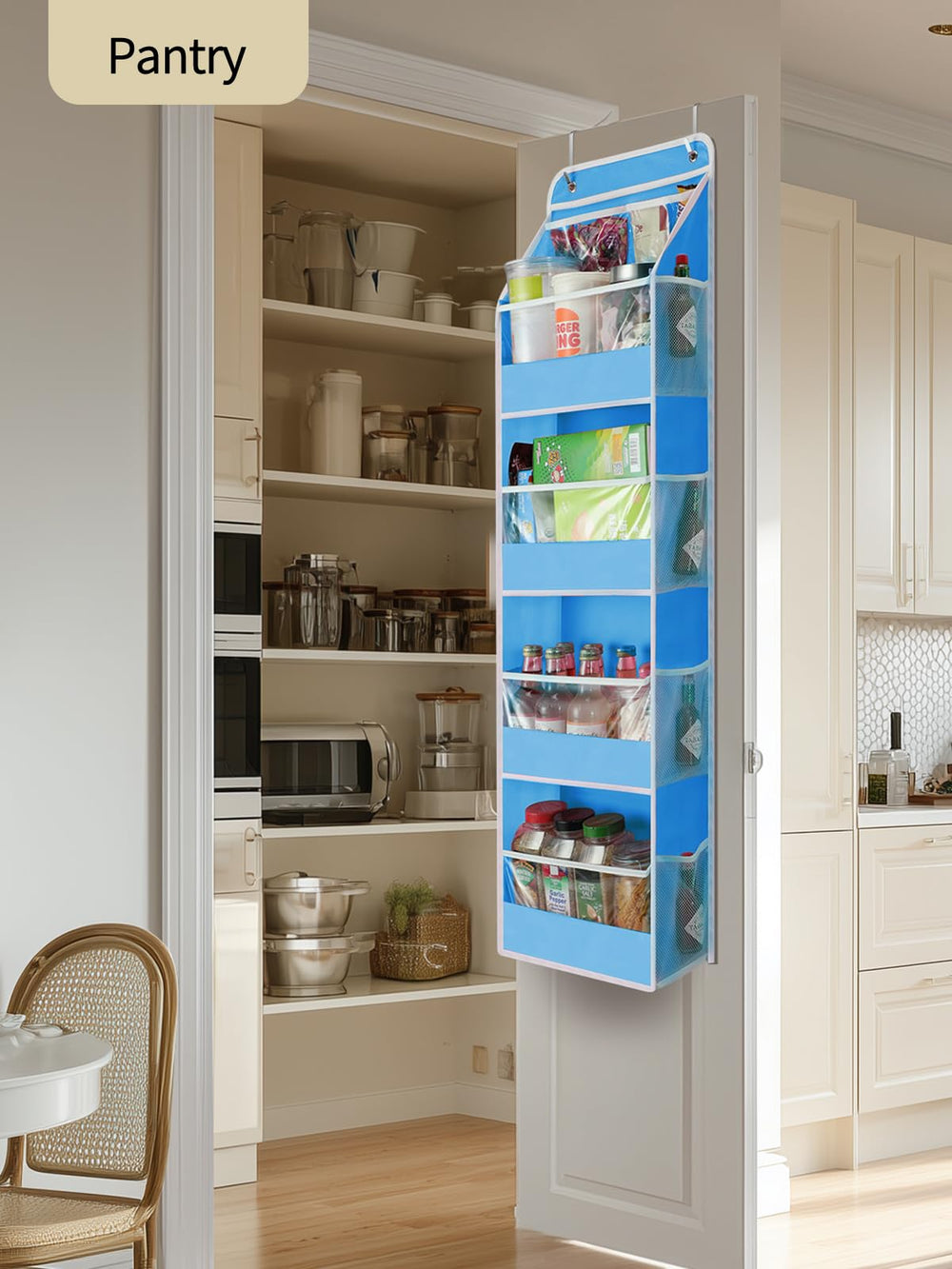 Yecaye behind-door storage freeing counter space in bathroom or pantry