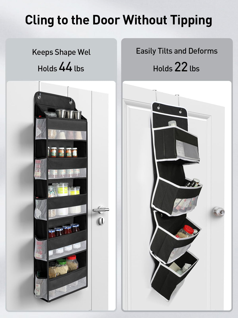 Yecaye door-hanging organizer with ten side pockets for easy access.