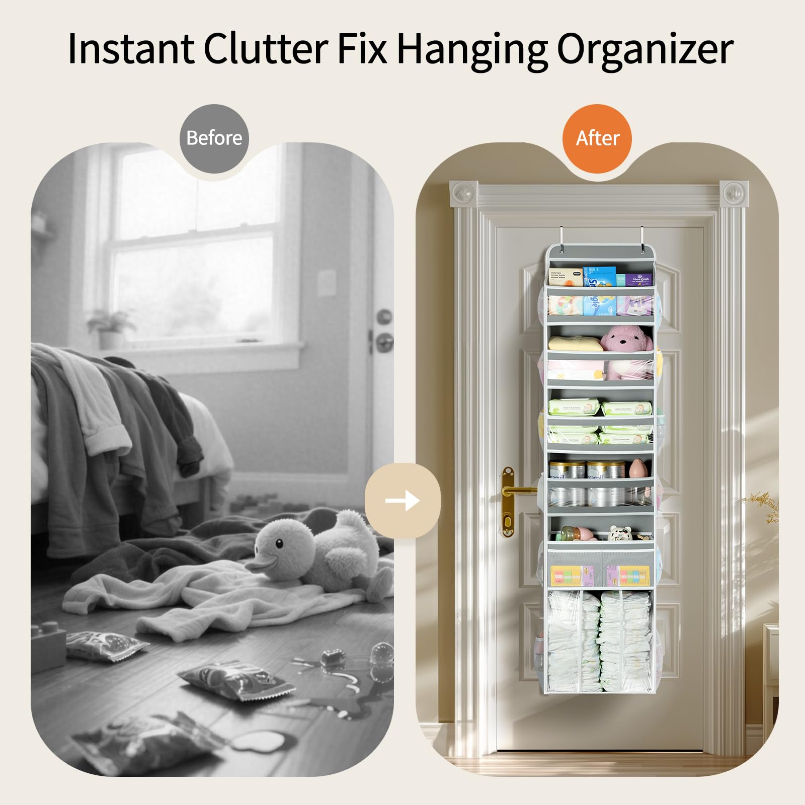 Yecaye detachable storage bin on the door for portable organization.
