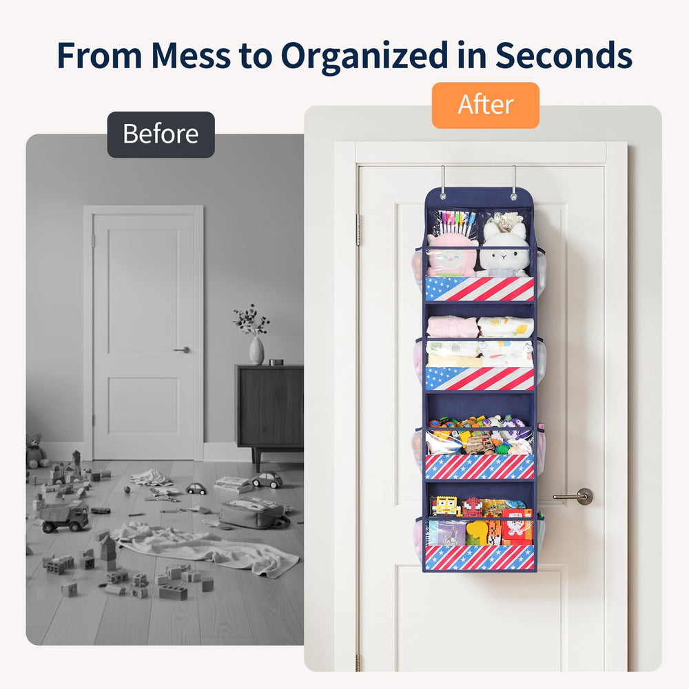 Yecaye door organizer clear PVC windows navy for quick item retrieval at a glance.