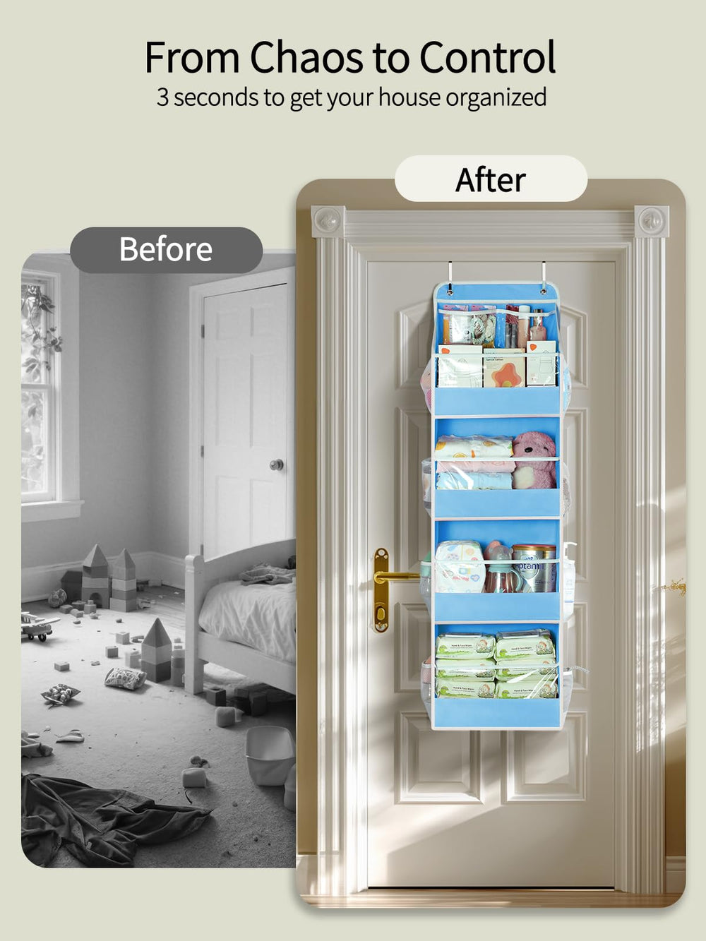 Yecaye door organizer with clear PVC windows for quick visibility of items