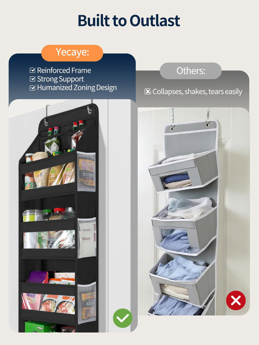 Yecaye mesh side pockets organize small items for easy grabbing