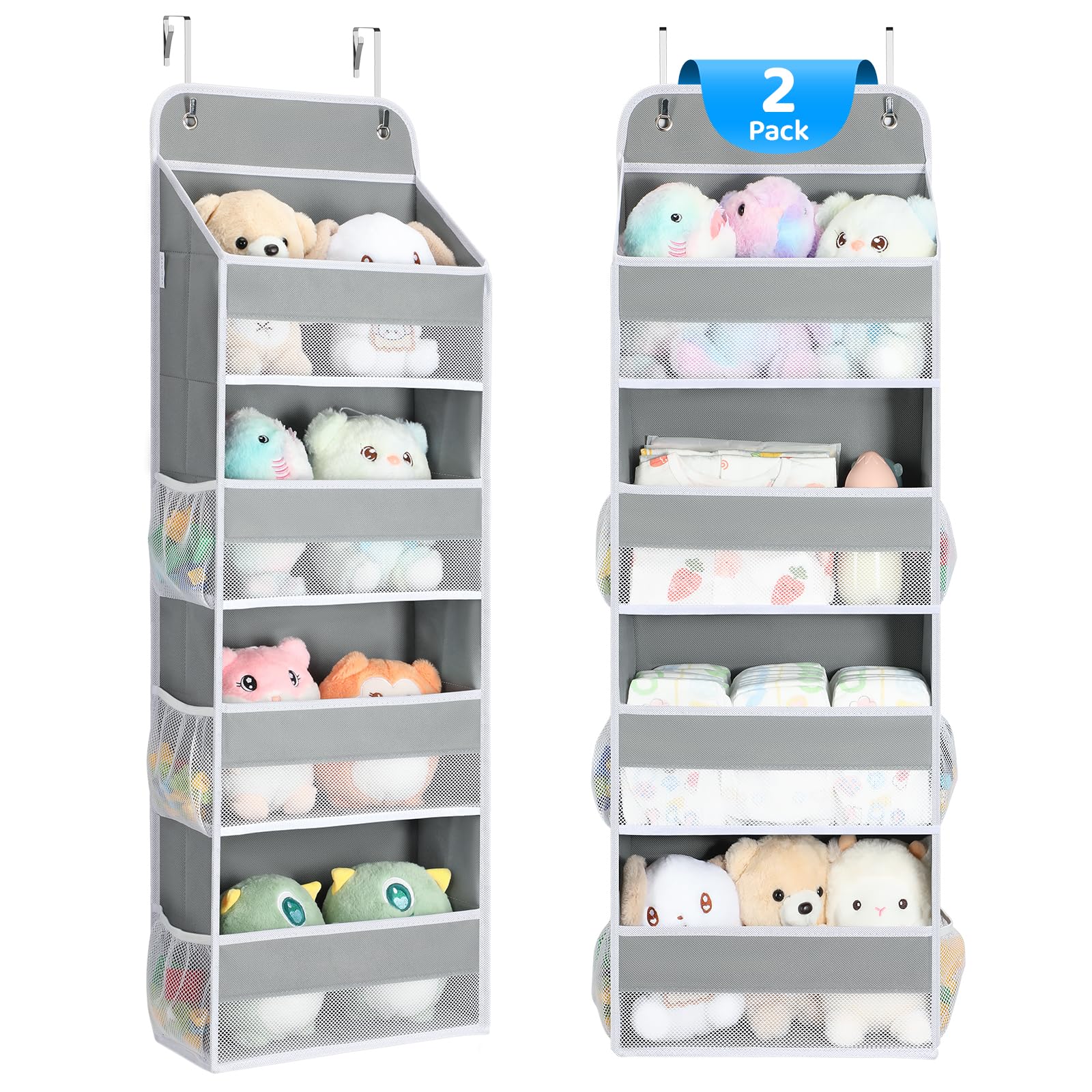Yecaye over-the-door organizer front view with four bins for quick storage