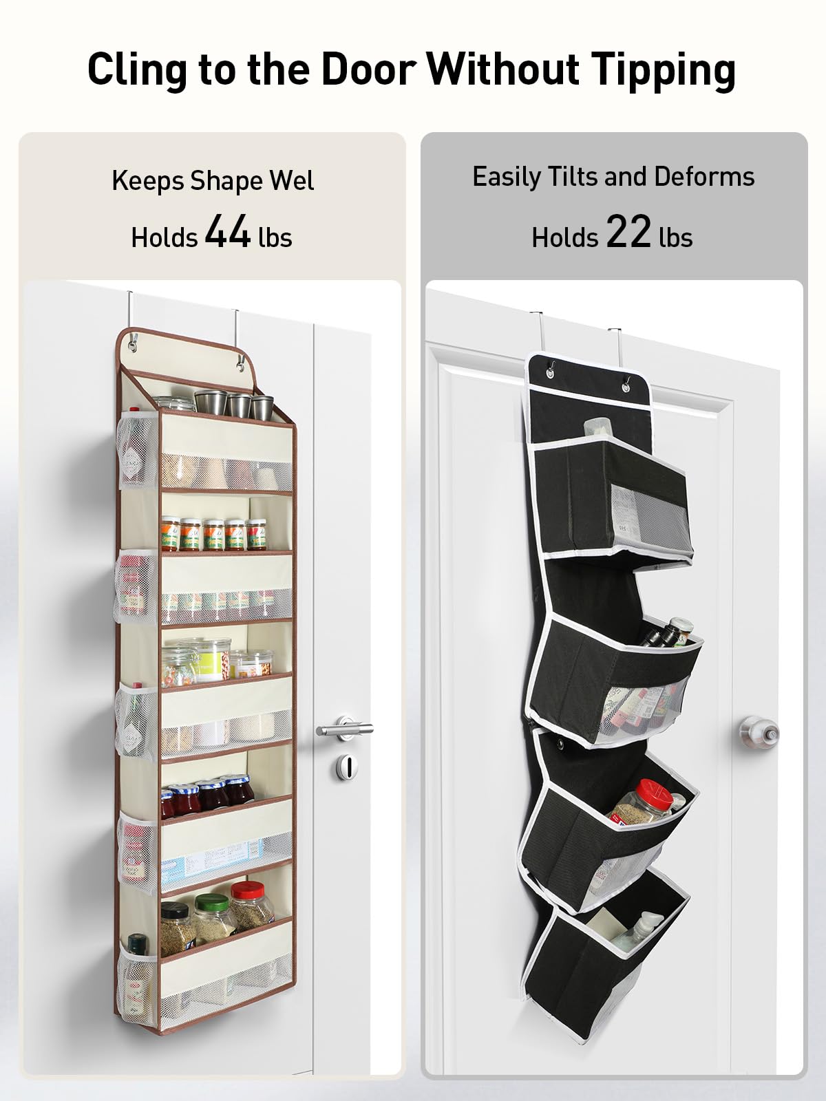 Yecaye over-the-door organizer in assembly view showing quick setup process
