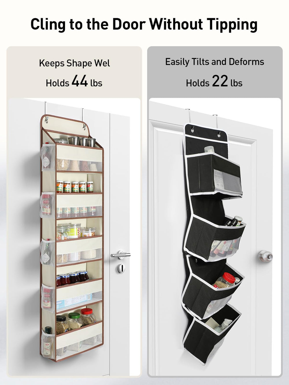Yecaye over-the-door organizer in assembly view showing quick setup process