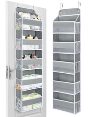 Yecaye over-the-door organizer with five bins, front view showing ample storage space