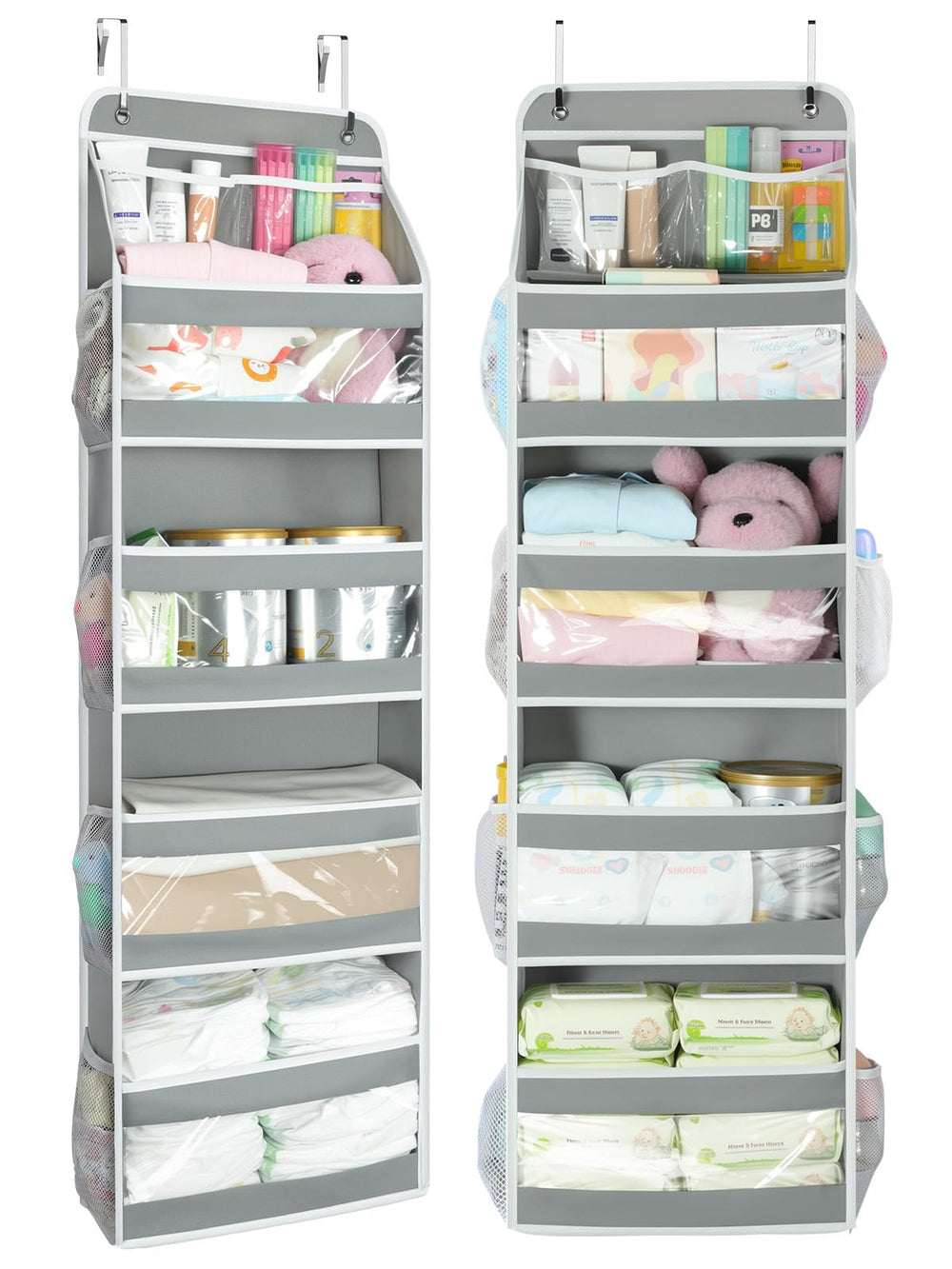 Yecaye over-door organizer front view with spacious compartments for easy access.