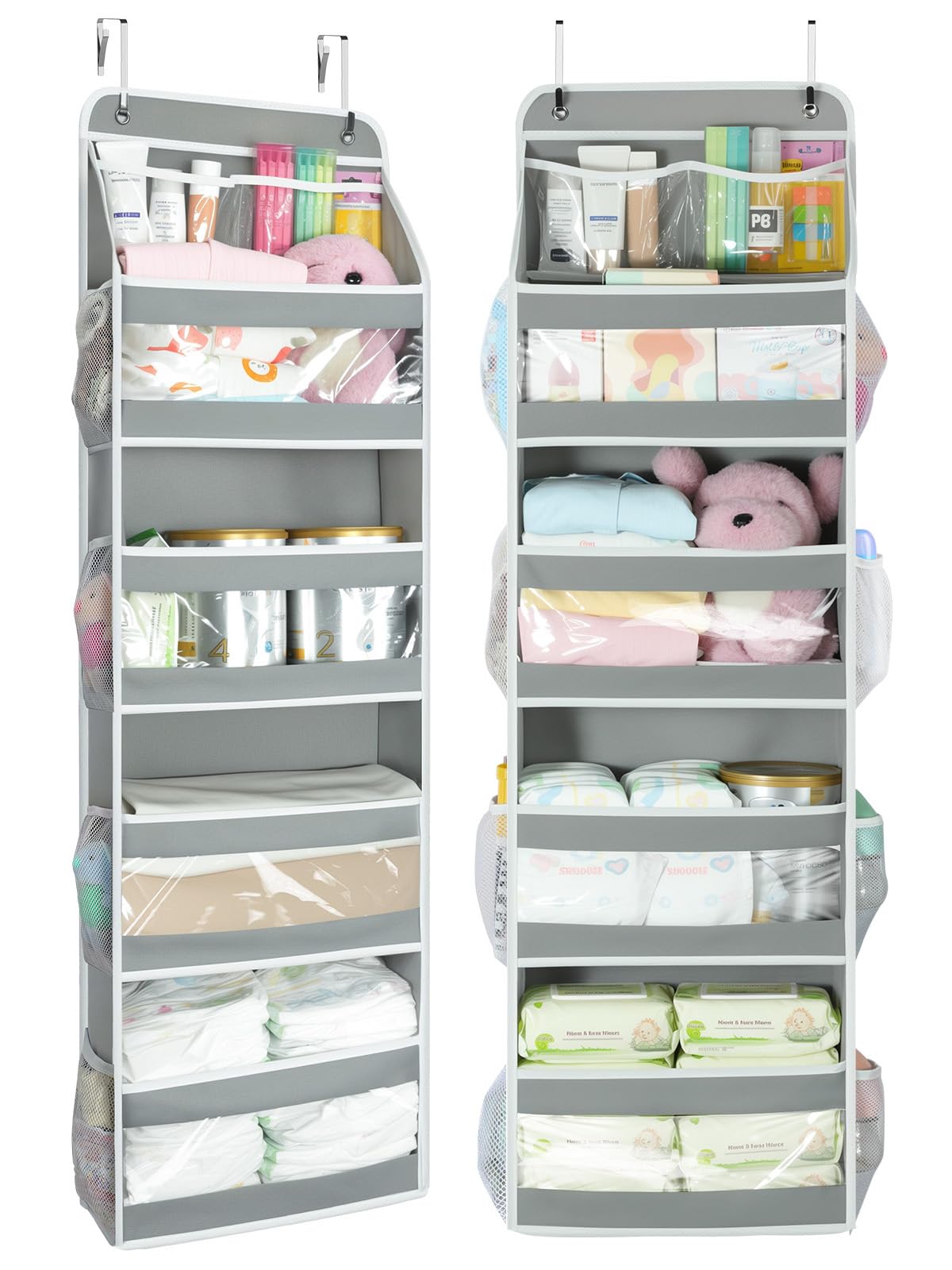 Yecaye over-door organizer front view with spacious compartments for easy access.