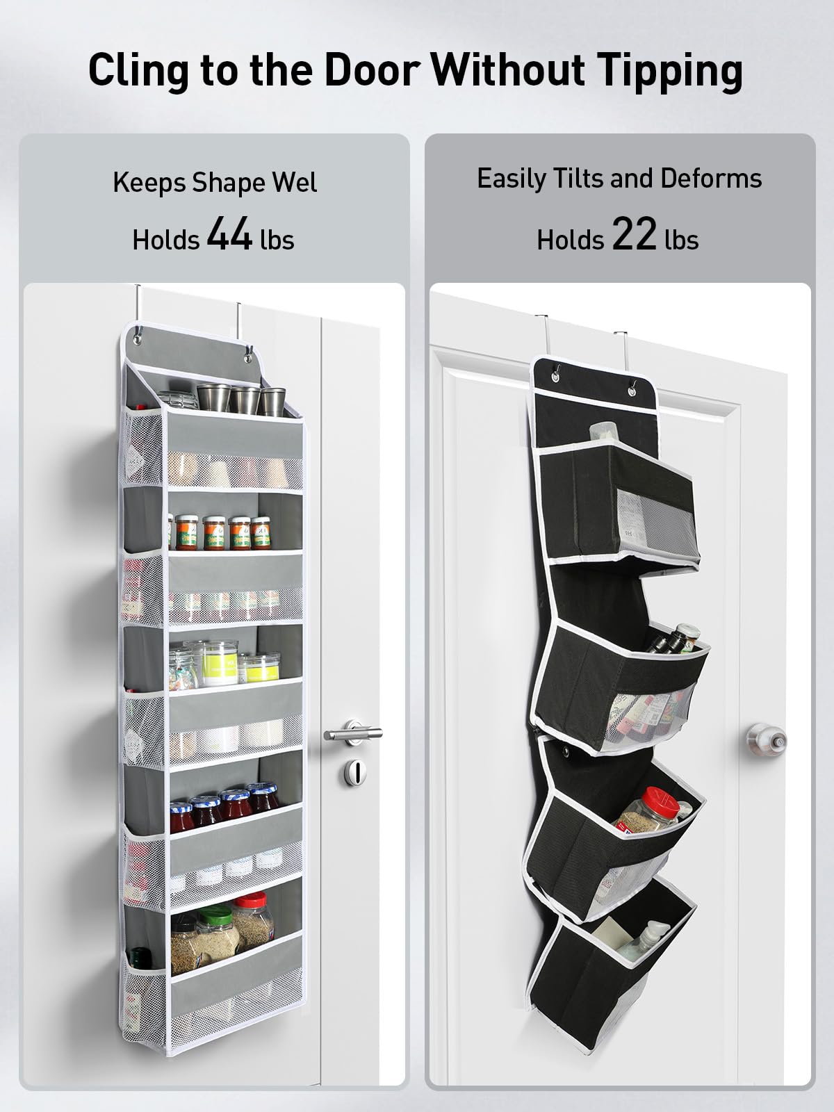 Yecaye over door organizer side pockets highlighting organized small items.