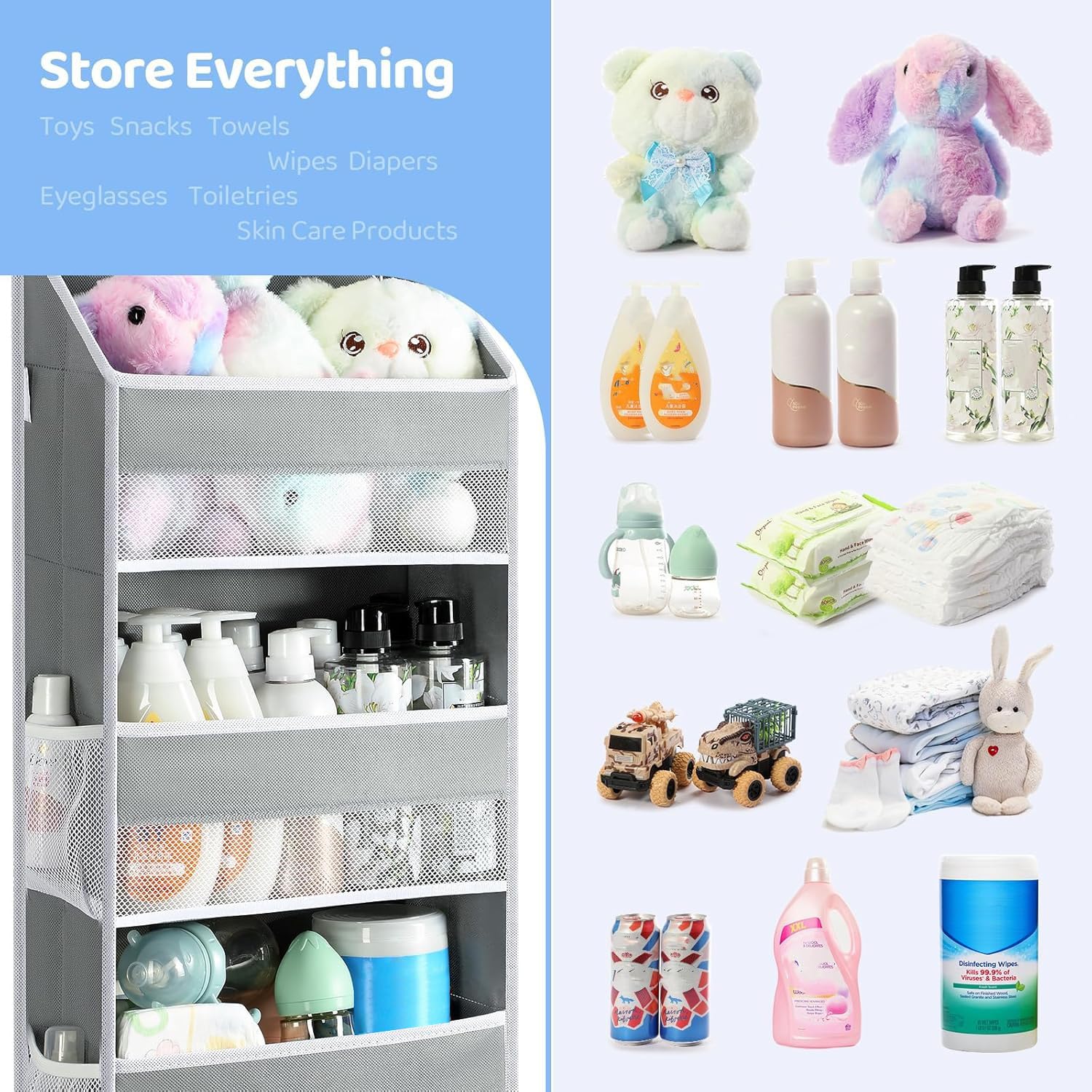 Yecaye door hooks keep the organizer swing-proof on standard doors