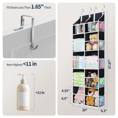 Yecaye organizer back view highlighting 10 compartments and 10 side pockets for versatile storage.