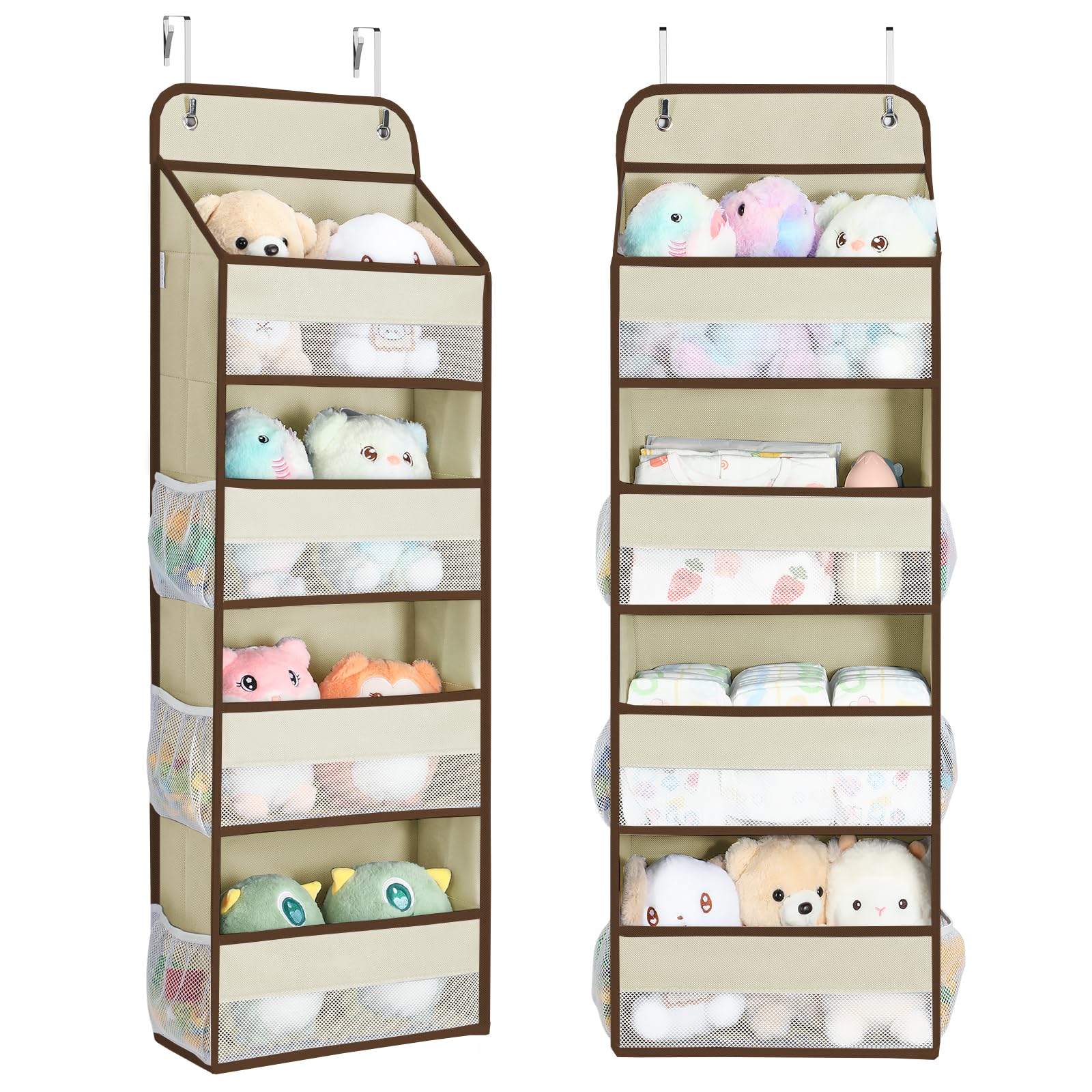 Yecaye over-the-door organizer 2-pack front view showing organized entryway storage for quick access