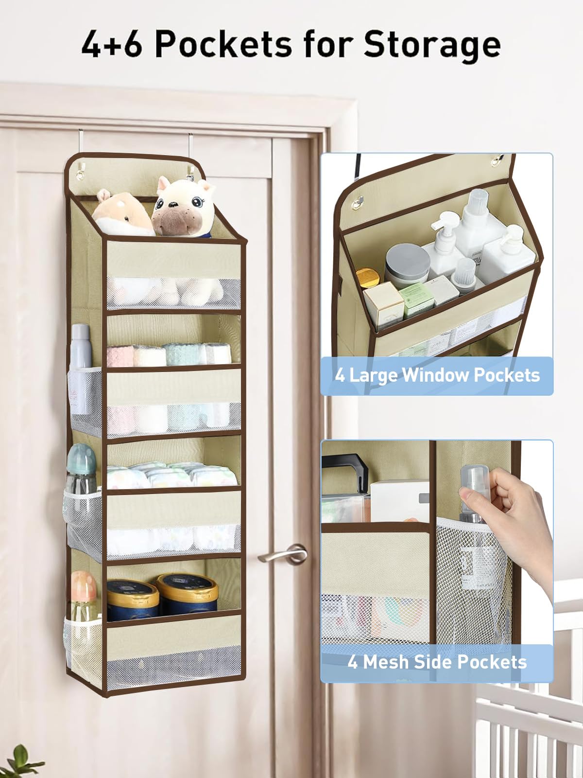 Yecaye over-the-door organizer 2-pack large bins for baby essentials