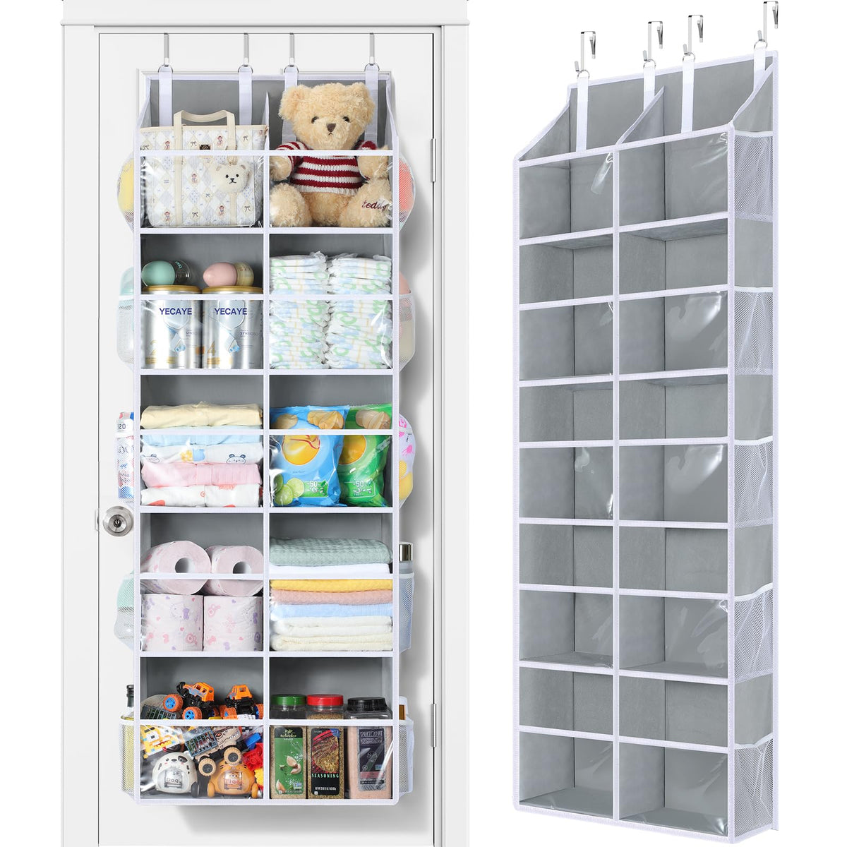 Yecaye over-the-door organizer with five tiers for maximum door storage and accessibility