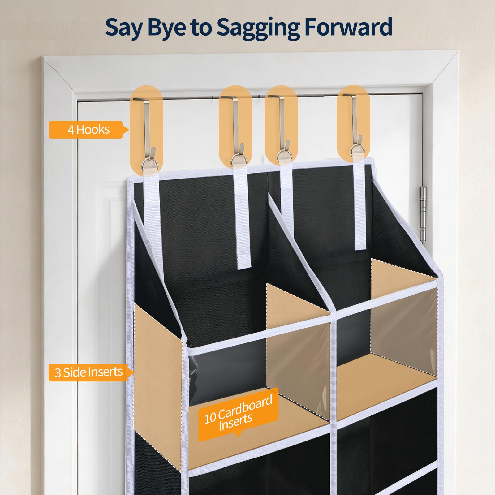 Yecaye over-the-door storage supports up to 80 lb for durable use.