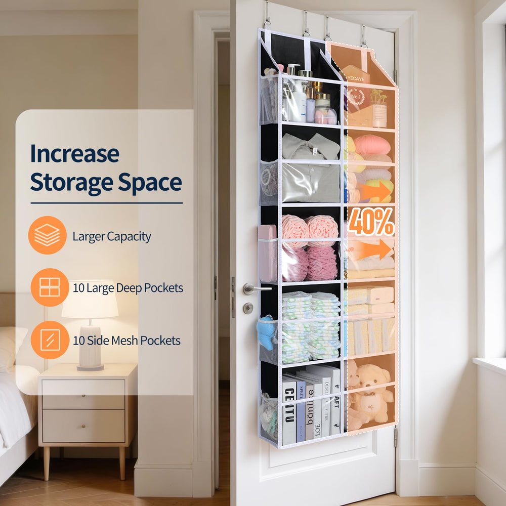 Yecaye door organizer clear PVC windows enable quick item visibility and access.