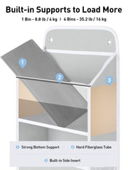 Reinforced fiberglass tubes prevent sagging in the organizer