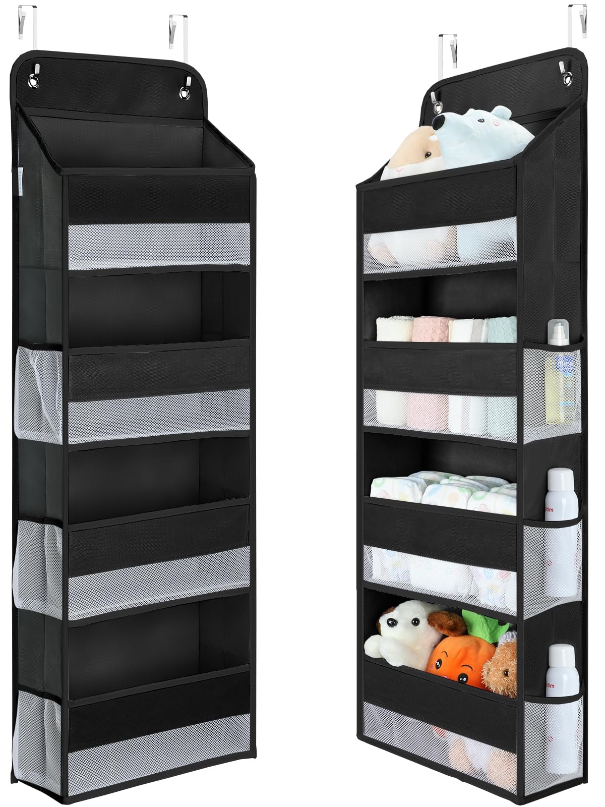 Yecaye over-the-door organizer, front view, spacious nursery storage.
