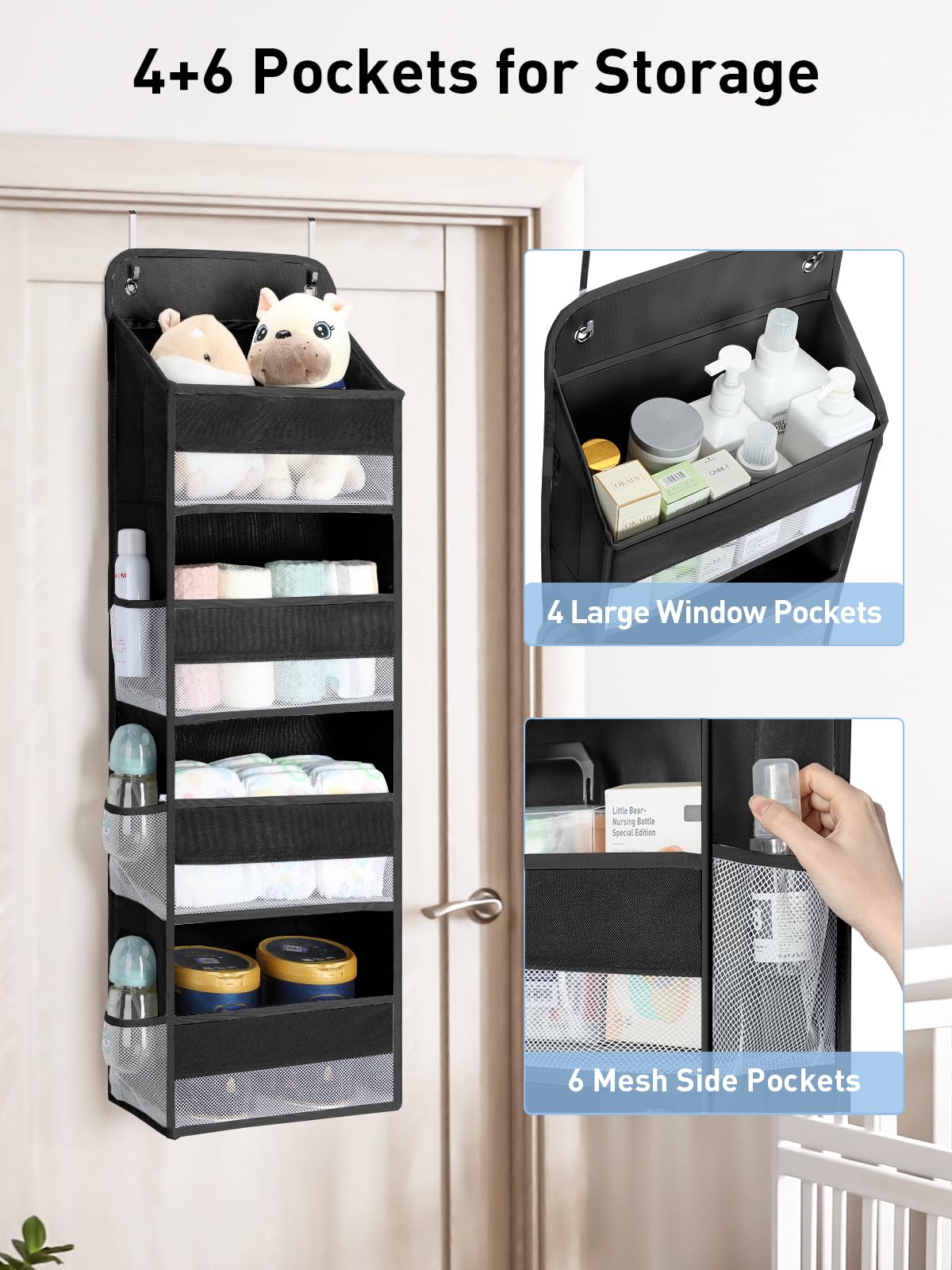 Yecaye organizer with six mesh pockets for visibility and access.