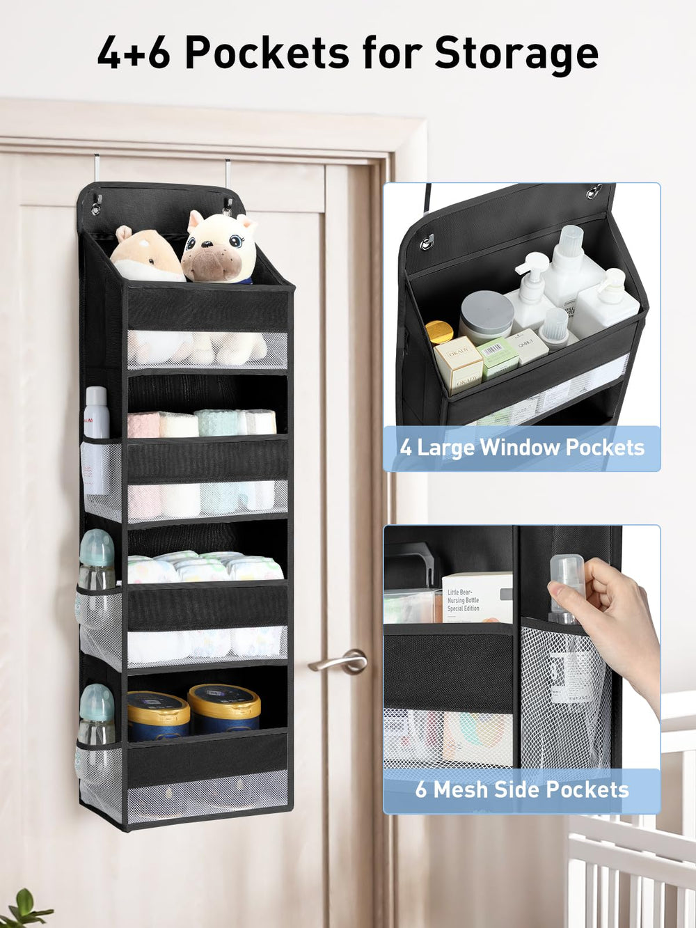 Yecaye organizer with six mesh pockets for visibility and access.