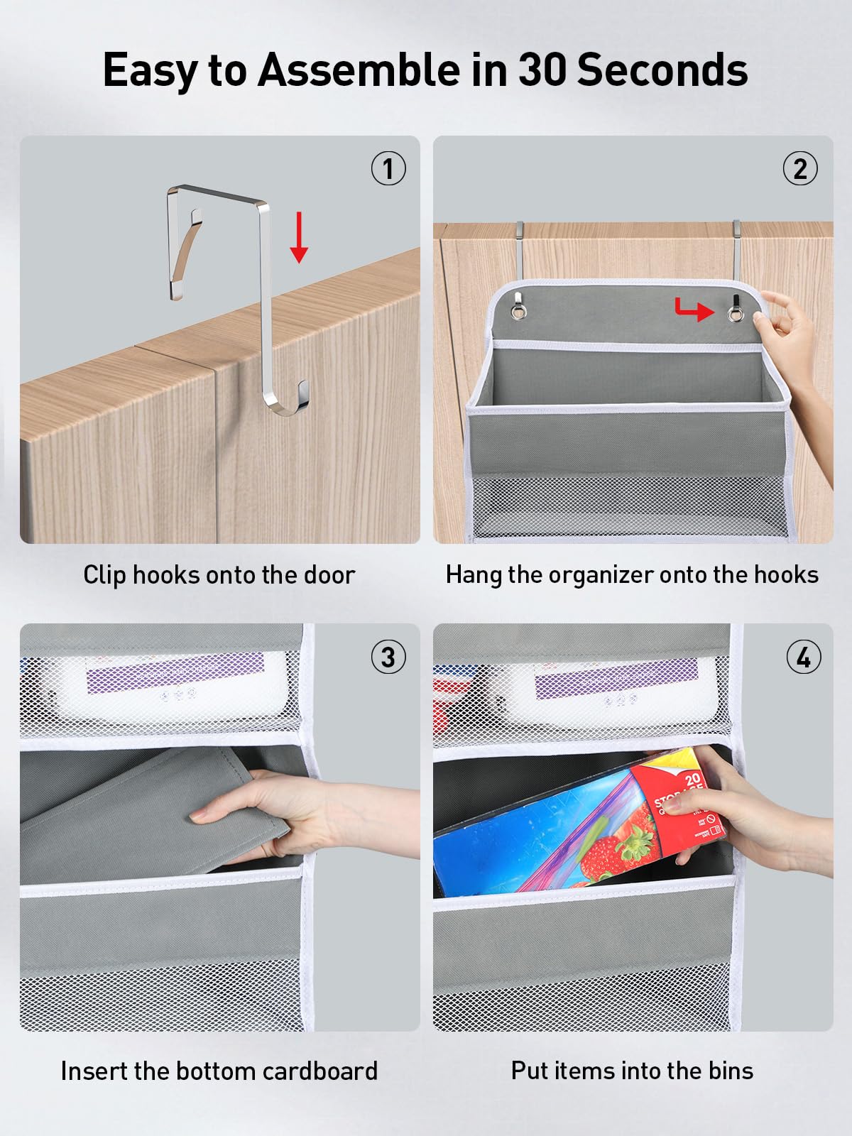 Bottom cardboard pre-inserted in Yecaye organizer for quick setup