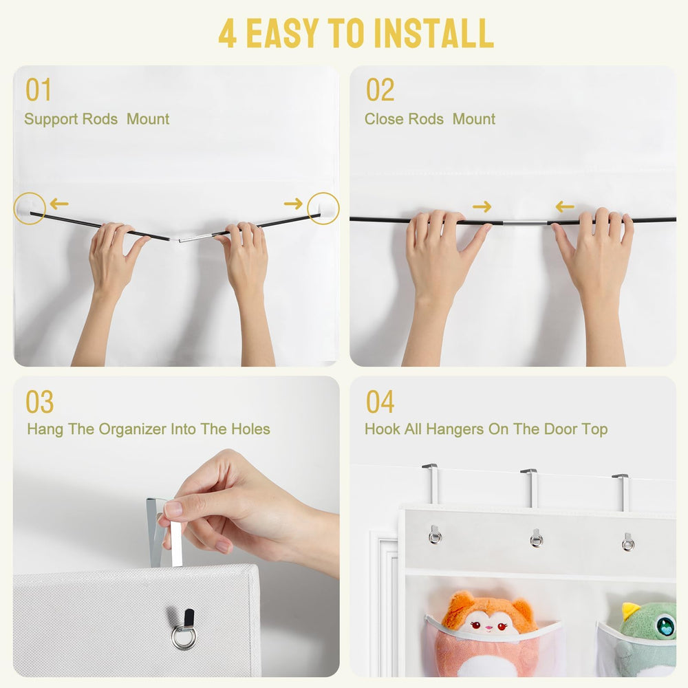 Yecaye door clip system fits most doors for quick, tool-free setup.