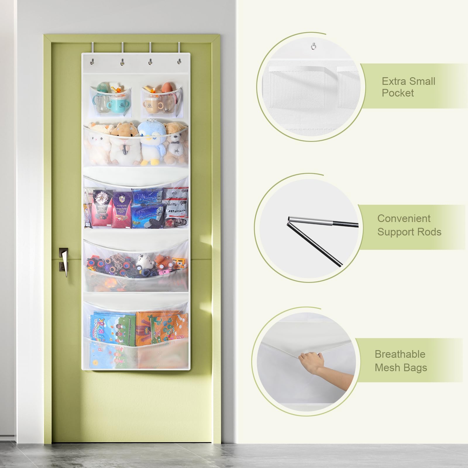Yecaye mesh bottom panel improves visibility and airflow for plush storage.