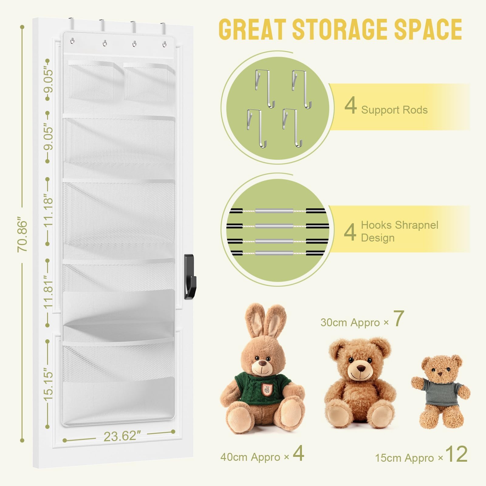 Yecaye nonwoven fabric keeps the organizer breathable and durable.
