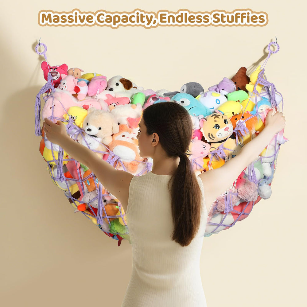 Yecaye wall-mounted toy hammock demonstrates flexible placement for corners or bed foot