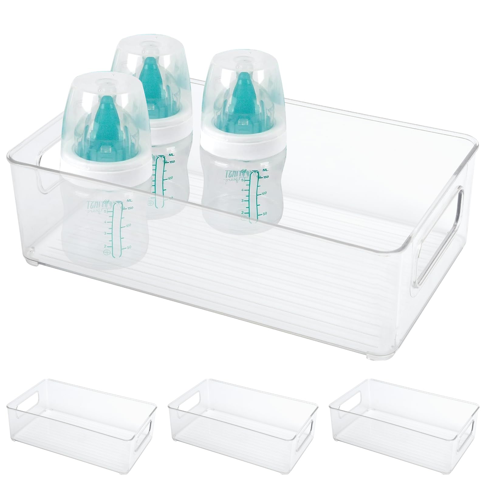 Yeebeny baby bottle organizer plastic storage center keeps bottles neatly organized.