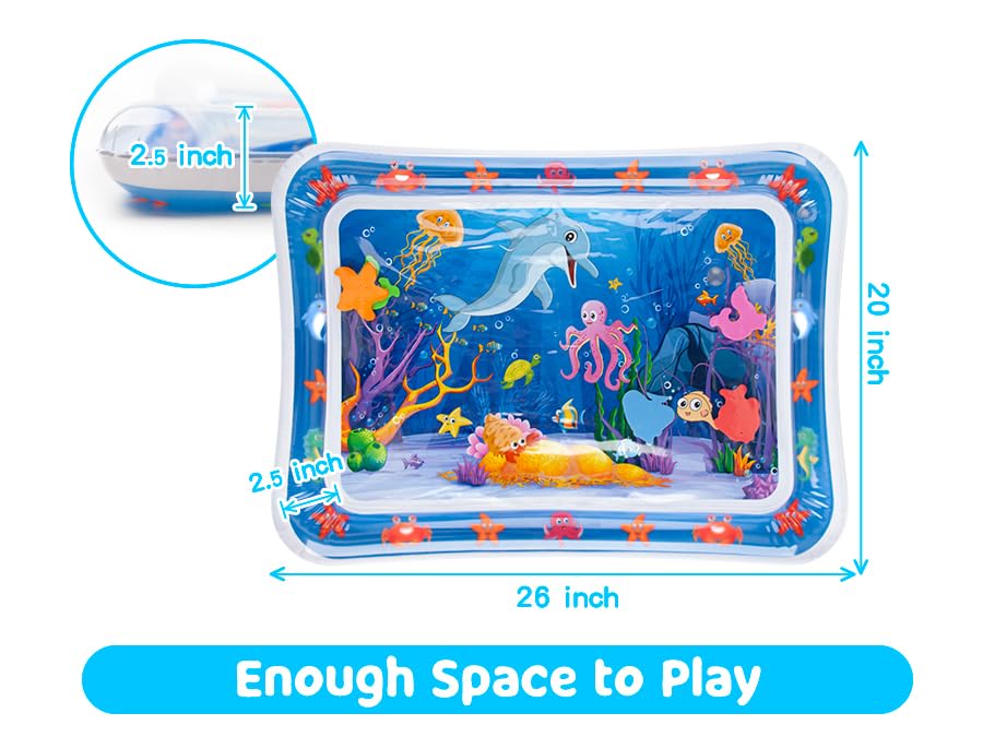 Yeeeasy tummy time water mat made of heavy PVC for durability and easy cleaning.