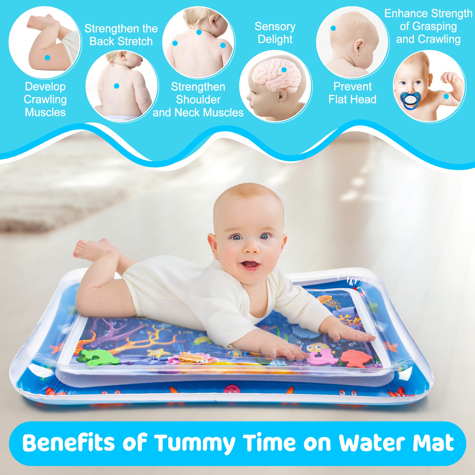 Yeeeasy tummy time water mat inner ring filled with water for dynamic play.