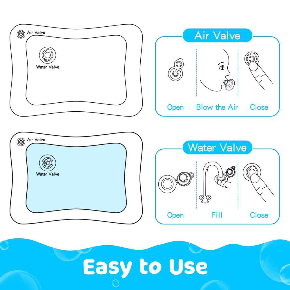 Yeeeasy tummy time water mat odor note fades after initial use.