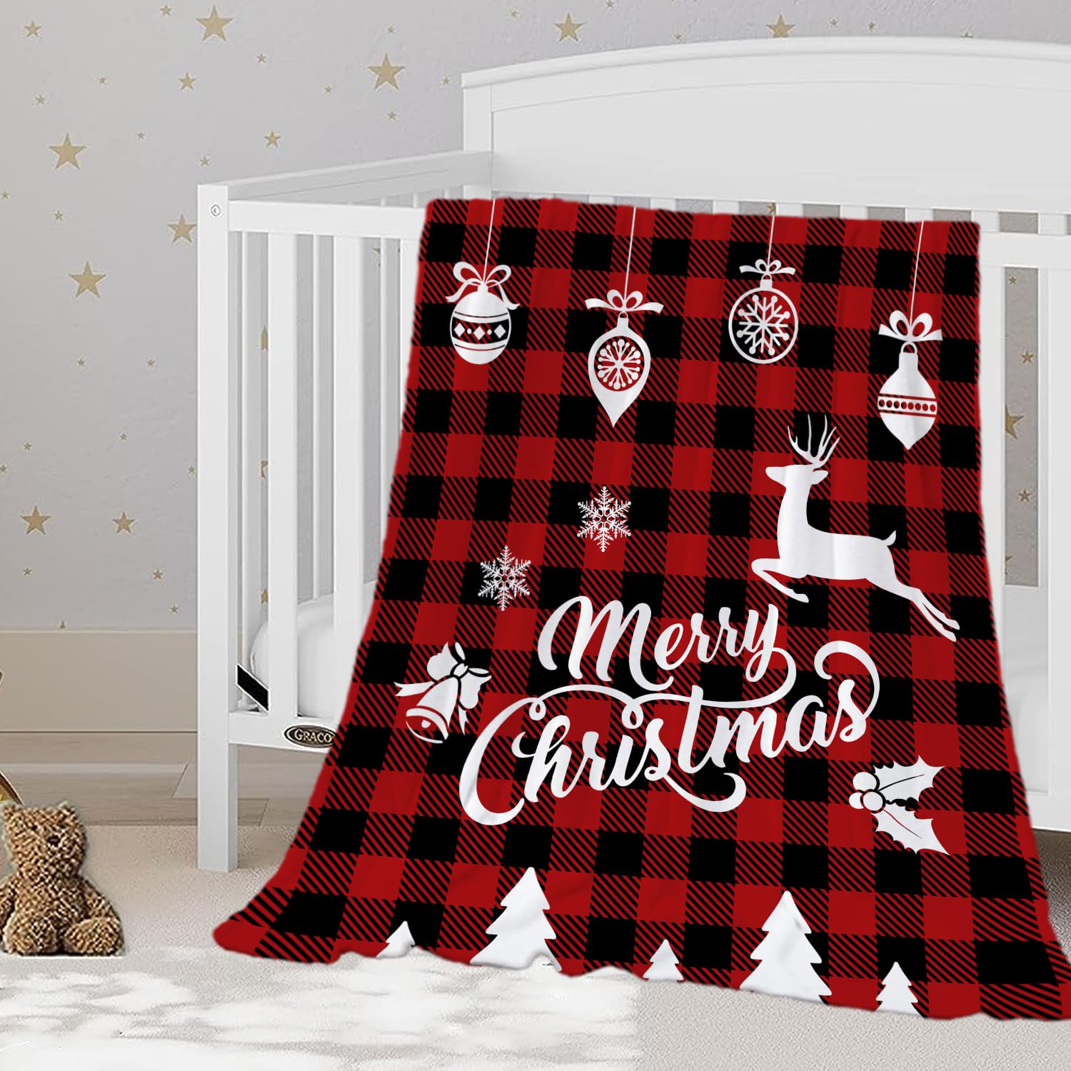 YeeJu Christmas baby throw blanket front view for cozy holiday ambiance.
