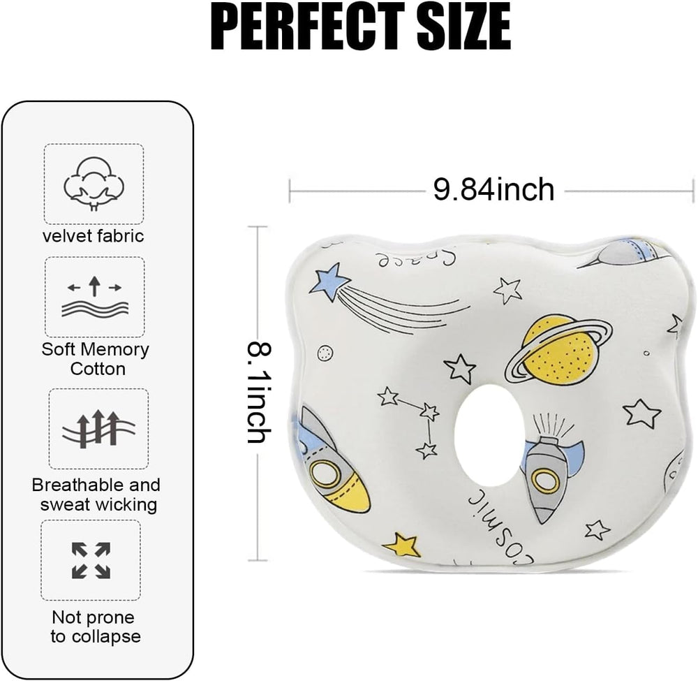 YEHUOT Cartoon Bear Baby Pillow side view highlighting breathable cover and airflow