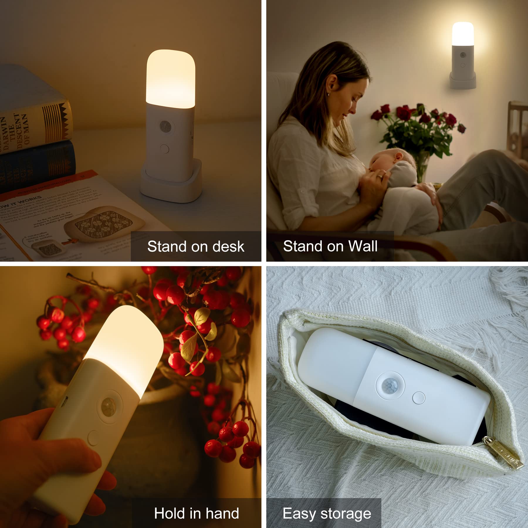 YELKO dimmable night light showing five brightness levels