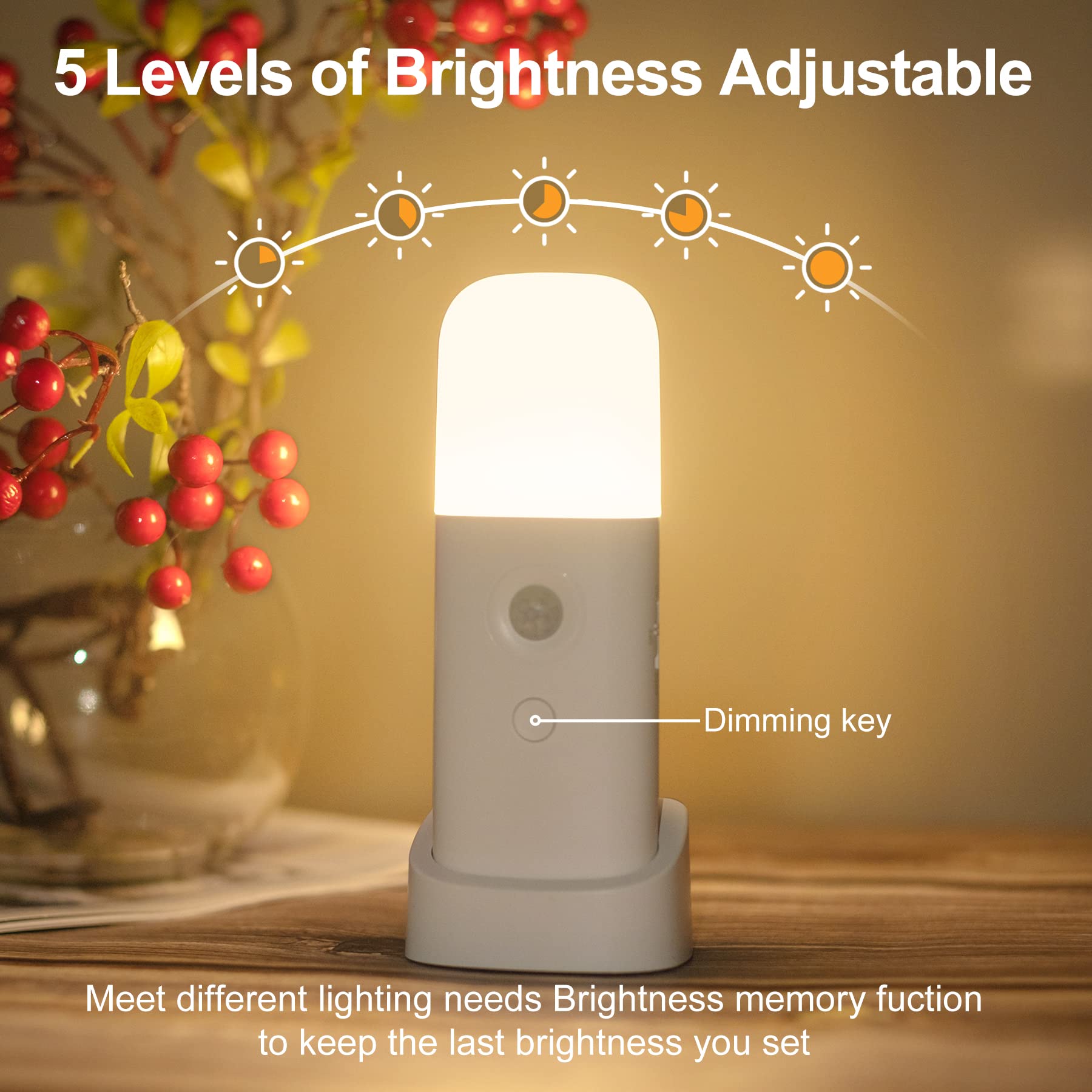 YELKO rechargeable night light 2-pack for cordless use in rooms