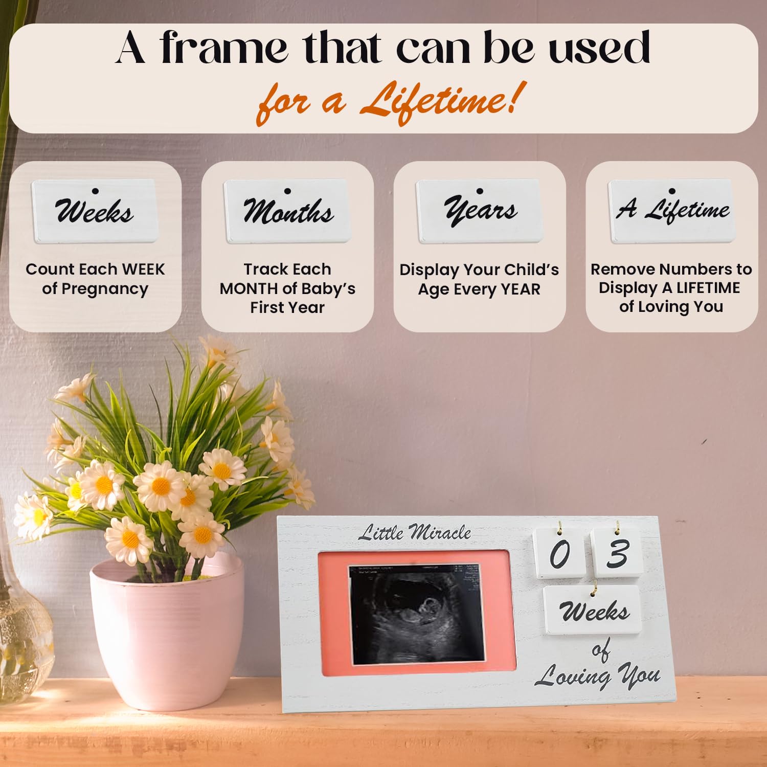 YelloIris baby milestone tracker frame in a nursery setting