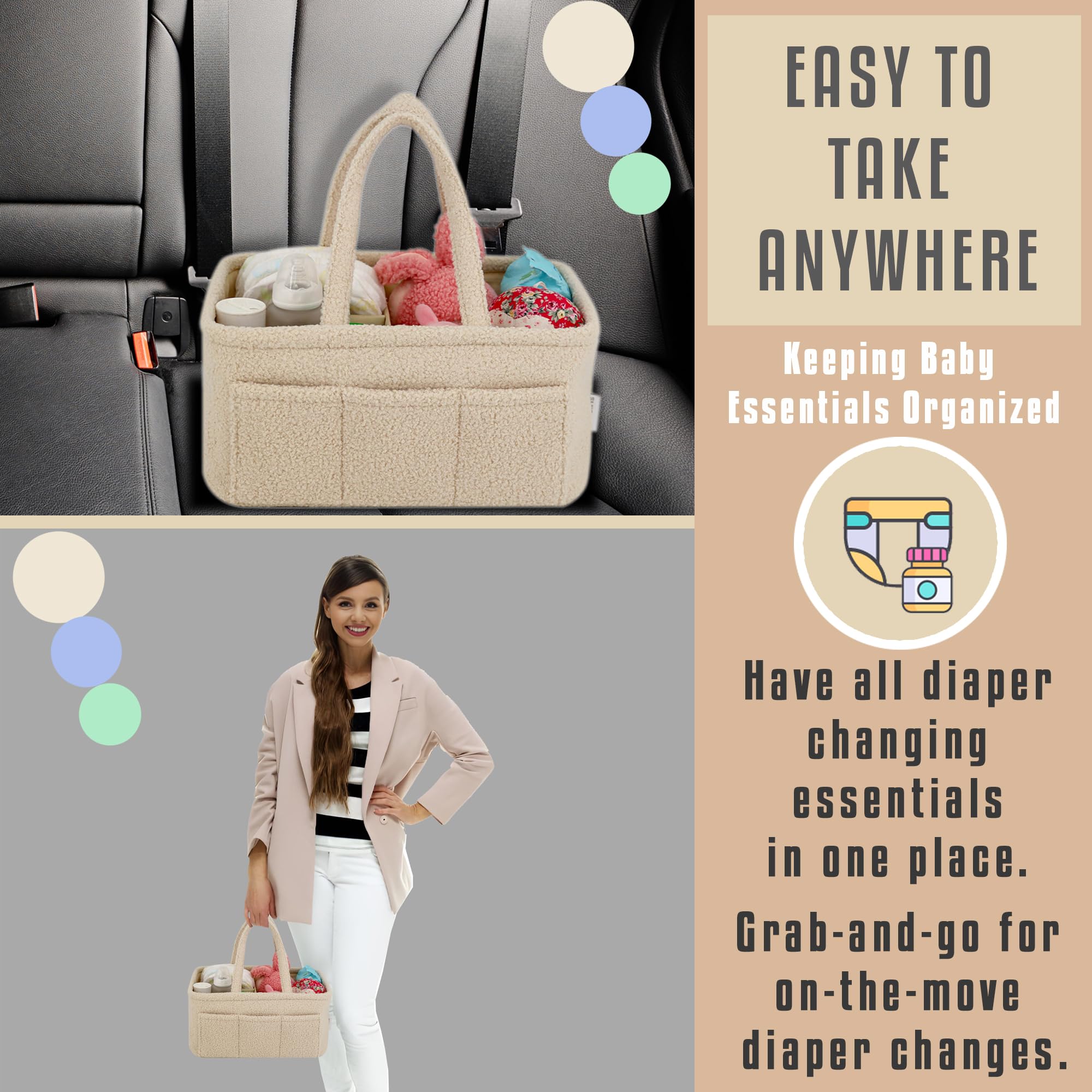 YelloIris diaper caddy with sturdy handles for easy transport