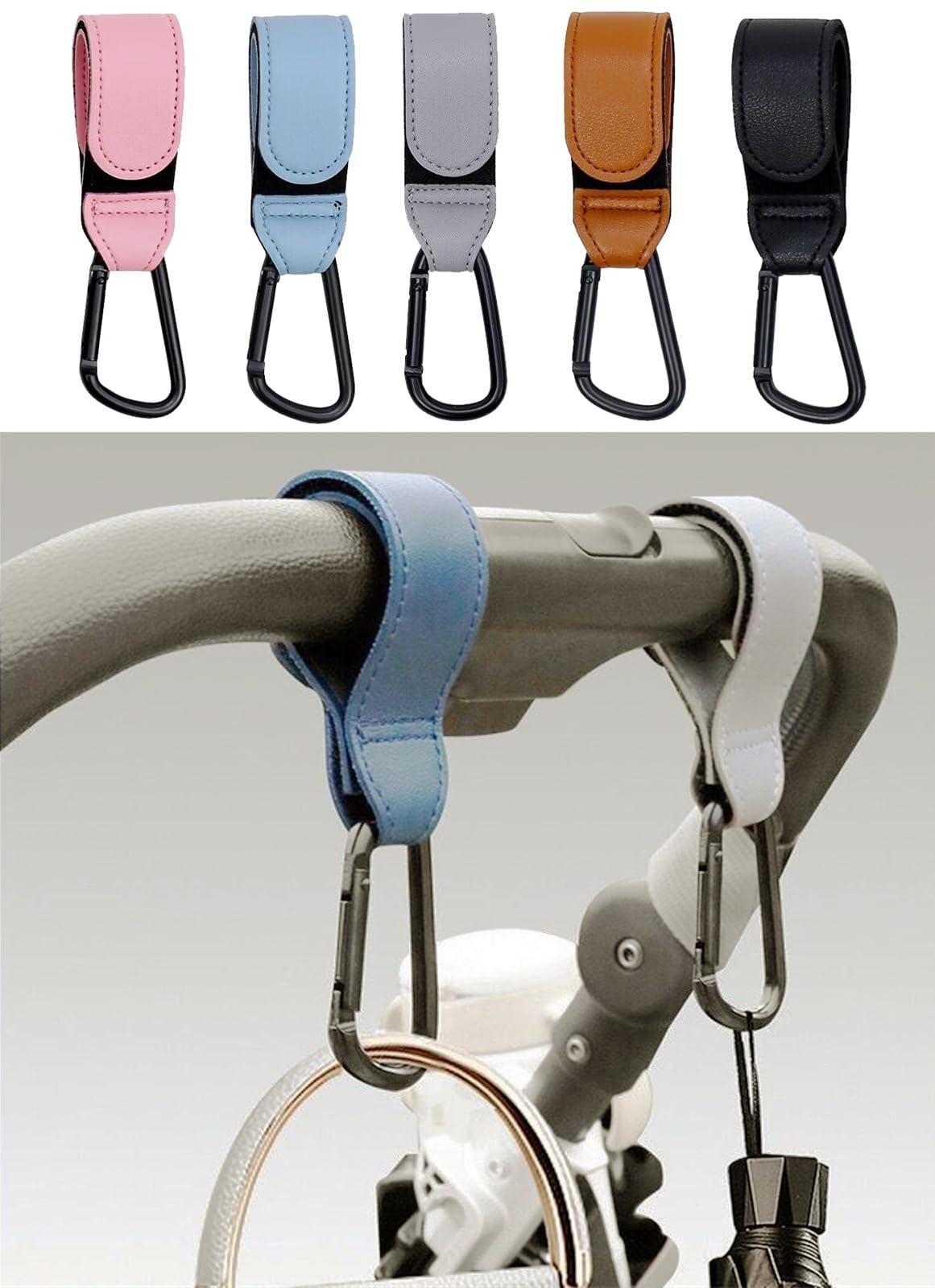 YEMCHI black stroller hook securing bags for hands-free errands