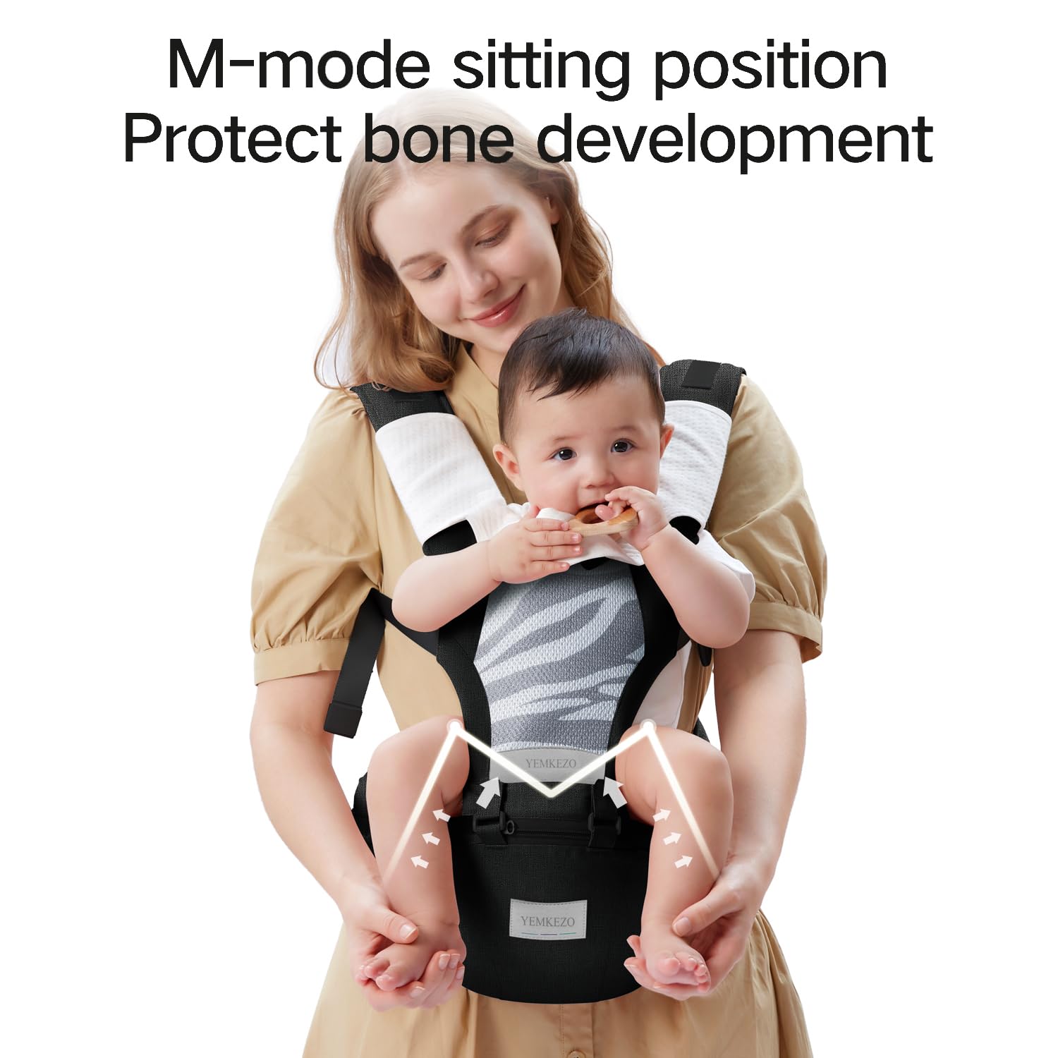 YEMKEZO adjustable carrier suitable for ages 0-36 months.