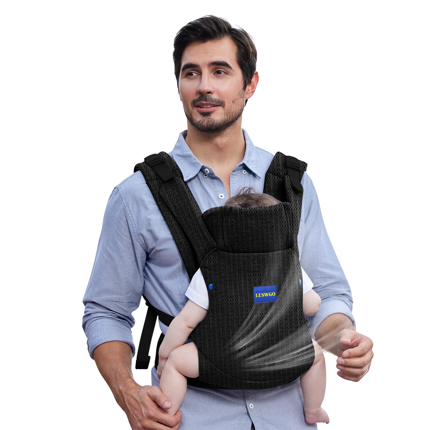YEMKEZO baby carrier in front-facing position for bonding on the go.