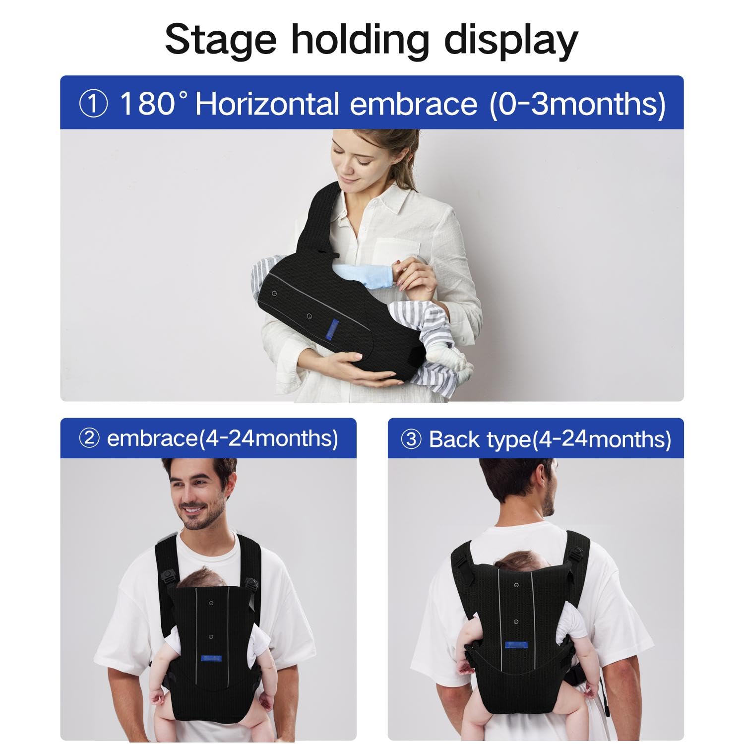 YEMKEZO Baby Carrier mesh fabric emphasizes breathable comfort for baby and parent during wear.