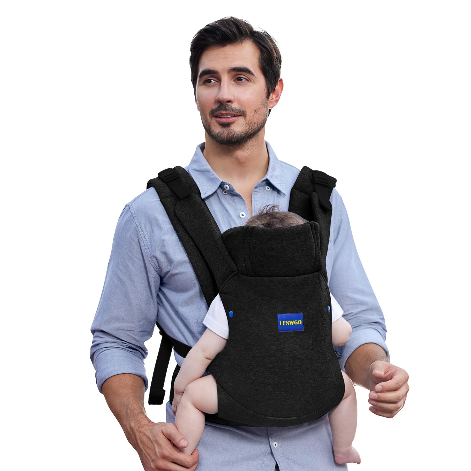 YEMKEZO baby carrier enables a front-facing position for interactive outings.