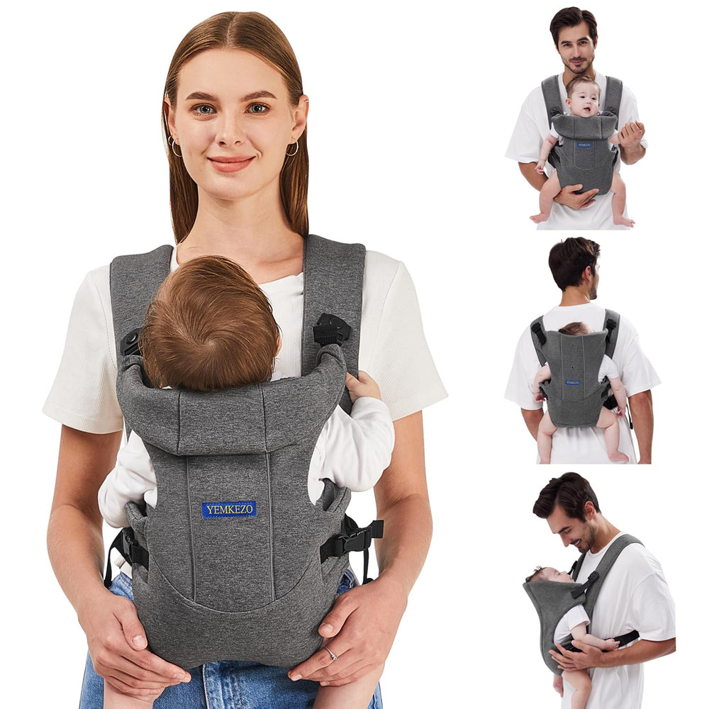 YEMKEZO baby carrier in grey, versatile for hands-free moments.